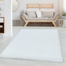 My Deco Carpet Soft Shaggy Halı Salon Oturma Mutfak Halısı Yumuşak Yüksek Havlı Düz Beyaz Renkli