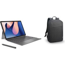 Lenovo Ideapad Duet 5 12IRU8 Intel Core I7 1355U 16GB 1 Tb SSD 12.4" 2.5k (2560X1600) Freedos Ikisi Bir Arada Bilgisayar 83B30048TX P2 + Lenovo B210 15.6" Siyah Çanta Hediyeli