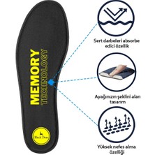 Black Deer Q90 Memory Foam Spor Ayakkabı İç Tabanlık,Yumuşak Ortopedik Tabanı,Erkek,Kadın, SİYAH