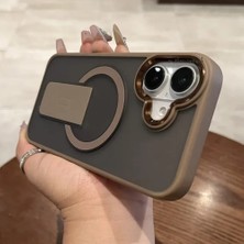 M.tk moveteck Iphone 16 Kılıf Krom Mika Magsafe Arkası Mat Hassas Butonlu Metal Gizli Standlı Renkli Kenarlı Parlak Çerceveli Armour