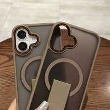 M.tk moveteck iPhone 16 Plus Kılıf Krom Mika Magsafe Arkası Mat Hassas Butonlu Metal Gizli Standlı Renkli Kenarlı Parlak Çerceveli Armour