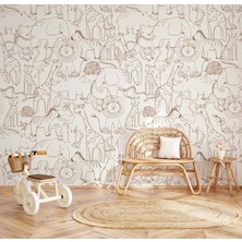 Wall Decorium Safari Hayvanlar Aslan Fil Zebra Çocuk Odası Duvar Kağıdı Duvar Posteri