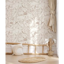 Wall Decorium Safari Hayvanlar Aslan Fil Zebra Çocuk Odası Duvar Kağıdı Duvar Posteri