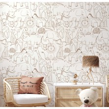 Wall Decorium Safari Hayvanlar Aslan Fil Zebra Çocuk Odası Duvar Kağıdı Duvar Posteri