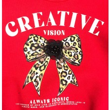 Little Star Kız Çocuk  Şardonlu Leopar Çiçek Aksesuarlı Sweatshirt