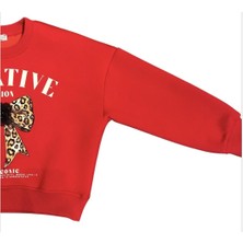 Little Star Kız Çocuk  Şardonlu Leopar Çiçek Aksesuarlı Sweatshirt