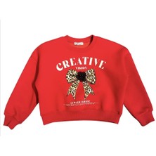 Little Star Kız Çocuk  Şardonlu Leopar Çiçek Aksesuarlı Sweatshirt