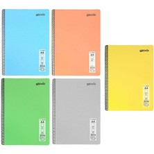 Mynote Defter Okul Defteri Spiralli Telli Pp Kapak A4 - 5 Adet Farklı Renklerde - 120 Sayfa Kareli (5 Adet)