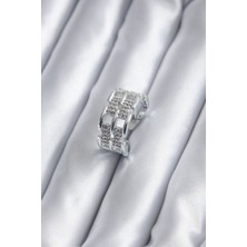 Clariss Gümüş Renk Zirkon Taşlı Kemer Model Kadın Yüzük