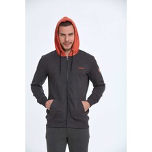 Voltaj Libra Fermuarlı Kapüşonlu Erkek Sweatshirt  Antrasit