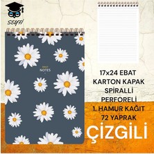 Seyfi Kırtasiye 17X24 cm Çizgili 72 Yaprak Üstten Açılır Karton Kapak Telli Defter Beyaz Sayfa 1.hamur Kağıt Perfore