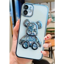 3gen Case Apple iPhone 11 Uyumlu 3D Sevimli Ayıcık Hareketli Sulu Yıldızlar Temalı Lens Korumalı Lazer Kılıf