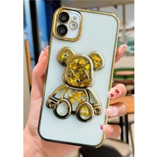 3gen Case Apple iPhone 11 Uyumlu 3D Sevimli Ayıcık Hareketli Sulu Yıldızlar Temalı Lens Korumalı Lazer Kılıf