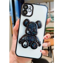 3gen Case Apple iPhone 11 Uyumlu 3D Sevimli Ayıcık Hareketli Sulu Yıldızlar Temalı Lens Korumalı Lazer Kılıf