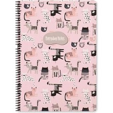 Keskin Color Çizgili 16X22 cm 80 Yaprak Karton Kapak Telli Defter 60 Gram Beyaz Sayfa Animal Friends