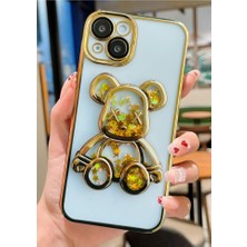 3gen Case Apple iPhone 13 Uyumlu 3D Sevimli Ayıcık Hareketli Sulu Yıldızlar Temalı Lens Korumalı Lazer Kılıf