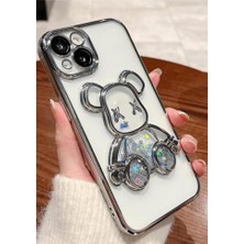 3gen Case Apple iPhone 13 Uyumlu 3D Sevimli Ayıcık Hareketli Sulu Yıldızlar Temalı Lens Korumalı Lazer Kılıf