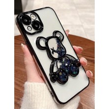 3gen Case Apple iPhone 13 Uyumlu 3D Sevimli Ayıcık Hareketli Sulu Yıldızlar Temalı Lens Korumalı Lazer Kılıf