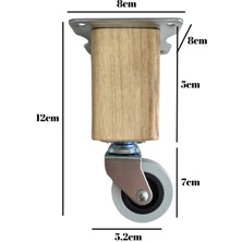 Kale Ahşap Tekerli Ayak Mobilya Masa ve Dolap Tekerli Ayağı (FRENSİZ-FRENLİ)(12CM - 15CM)(CEVİZ)