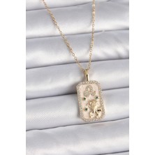 Çarşı Point 316l Çelik Gold Renk Zincir Başak Burcu Zirkon Taşlı Kadın Kolye