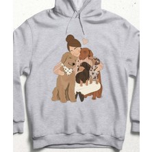 Hena Pati Sarılışı Tasarım Sweatshirt Gri
