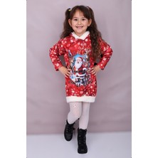 Urz Kids Kırmızı Kız Çocuk Yeni Yıl Temalı Tunik Elbise Kız Çocuk Yılbaşı Kıyafet Noel Kıyafet