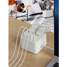 ÇELİKWORK 3680 W 2'li Priz - 2 USB ve 2 Type-C Portlu - 1.4 m Kablo - 3.4A Çıkış - Askı Aparatlı - Akım Korumalı