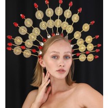 Festival ve Karnaval Tüy Başlığı Show Girl Tüylü Başlık El Yapımı Kişiye Özel