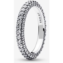 Hector Co Jewellery Timeless Tek Sıra Pavé Gümüş Renk Yüzük