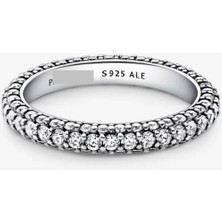 Hector Co Jewellery Timeless Tek Sıra Pavé Gümüş Renk Yüzük