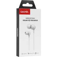 Asonic AS-XK90 Beyaz  Kulak Içi Mikrofonlu Kulaklık
