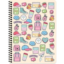 Keskin Color Kareli 16X22 cm 80 Yaprak Plastik Kapak Telli Defter 60 Gram Beyaz Sayfa