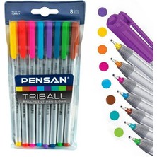 Seyfi Kırtasiye 8 Renk 1.0 mm Tükenmez Kalem Paketli 8 Parça Triball Pensan