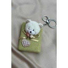 Yucelique Handmade Teddy Bear El/çanta Aynası Özellikli Premium Anahtarlık / Çanta Süsü (8cm x 6cm)