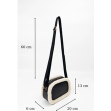 Deri Çapraz Askılı Mini Peluş Omuz Çantası