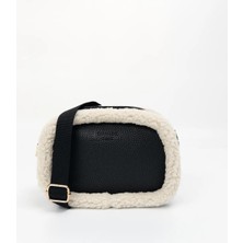 Deri Çapraz Askılı Mini Peluş Omuz Çantası