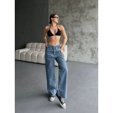 Ela Mod Palazzo Jeans Pantalon - Mavi