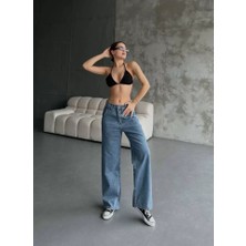 Ela Mod Palazzo Jeans Pantalon - Mavi