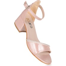 Kiko Kids Elos Günlük Kız Çocuk 4 cm Topuklu Sandalet Ayakkabı Pudra
