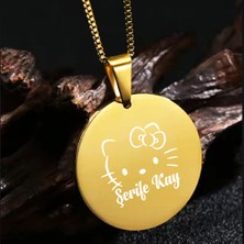 İşte Bu Kişiye Özel Isimli Paslanmaz Çelik Kolye Yuvarlak Kolye Hello Kitty Baskılı