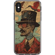 Dali Design Apple iPhone Xs Uyumlu Şeffaf Kılıf Fötr Tasarımlı