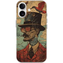 Dali Design Apple iPhone 16 Uyumlu Şeffaf Kılıf Fötr Tasarımlı