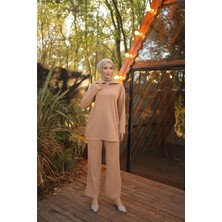 Bwest Fermuar Yaka Sade Sweat Ikili Takım - 71221.026 - Bej