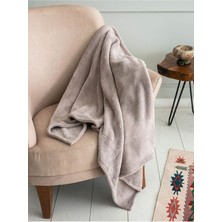 Mediterian Kahverengi Tüy Desenli Wellsoft Battaniye 100x170 cm, sıcak ve yumuşak dokunuşlu