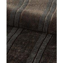 Mediterian Şık ve yumuşak çizgili tek kişilik sıcak tutan battaniye, antrasit renk.