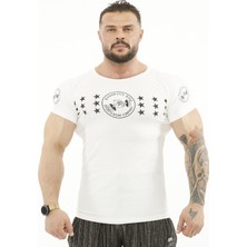 Beyaz Slim Fit Yıldızlı Body Tişört Big Sam 2796