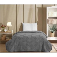 Mediterian Koyu Gri Art Deco Tek Kişilik Battaniye 155x220 cm, şık ve konforlu kullanım sağlar.