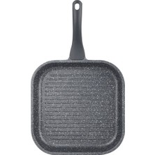 Thermoad Alüminyum Döküm Granit Grill 28 x 28 cm Kare Izgara Tava / Gri