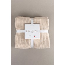 Mediterian Yumuşak Pamuklu Tek Kişilik Battaniye, Kahve Krem, 150x200 cm