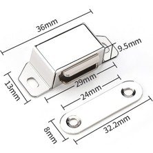 Motorobit Mıknatıslı Metal Mobilya Kapak Kilidi 22X13X10MM